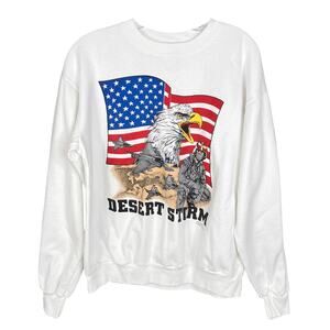 Vintage Tennessee River Eagle Desert Storm 1991 Flag White Sweatshirt